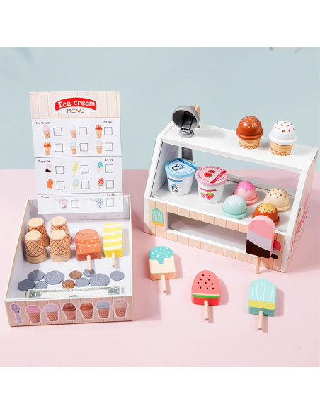 Juego de Counter de Helados de Madera BBTinker para Niños