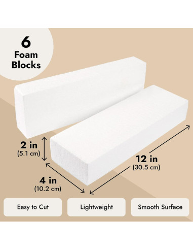 Bloques de Espuma Juvale - 30.5 x 10.2 x 5.1 cm, Juego de 6 para Manualidades
