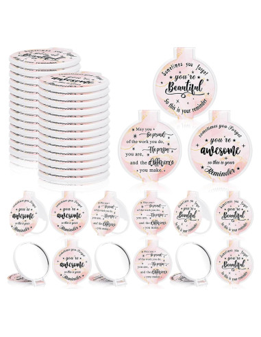Espejo Compacto Inspiracional Wenqik 100 Pcs Rosa Claro
