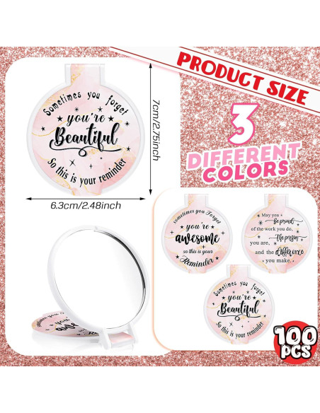 Espejo Compacto Inspiracional Wenqik 100 Pcs Rosa Claro
