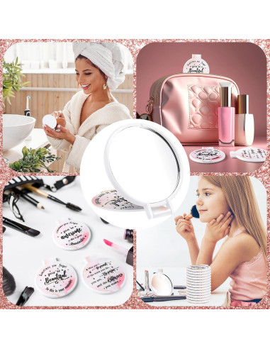 Espejo Compacto Inspiracional Wenqik 100 Pcs Rosa Claro