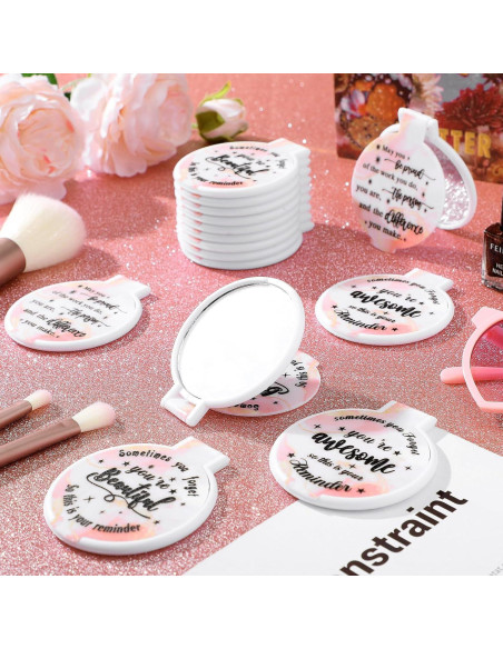 Espejo Compacto Inspiracional Wenqik 100 Pcs Rosa Claro