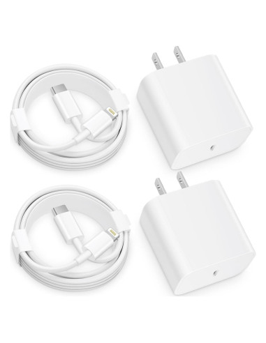 Cargador Rápido USB-C 20W Juusmart + 2 Cables 6FT para iPhone