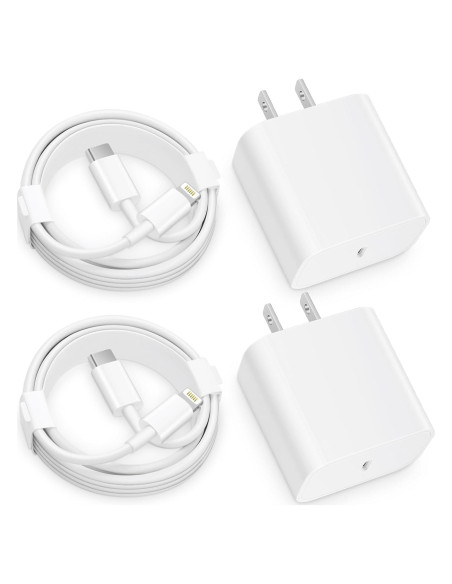 Cargador Rápido USB-C 20W Juusmart + 2 Cables 6FT para iPhone