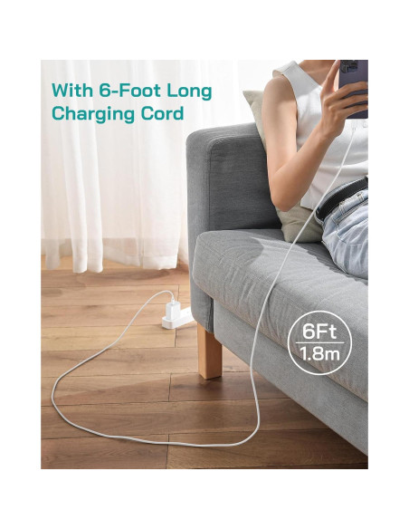 Cargador Rápido USB-C 20W Juusmart + 2 Cables 6FT para iPhone