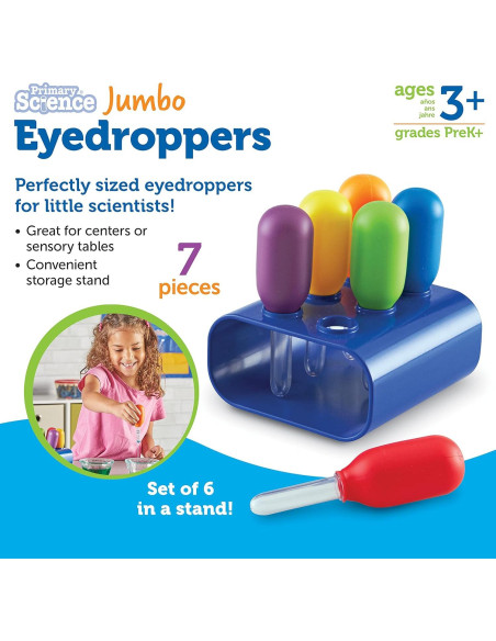 Set de 6 Gotero Jumbo Colorido Recursos de Aprendizaje 3+