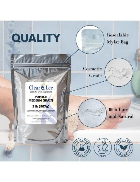 Pómez Cosmético Natural ClearLee - 226.8g Grano Fino Exfoliante