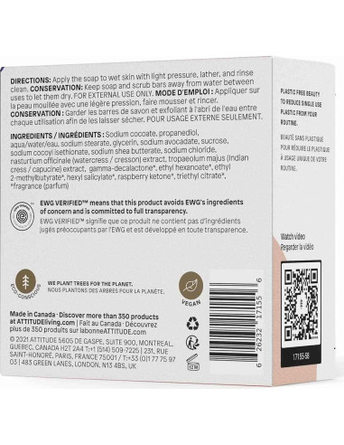 Jabón en barra ATTITUDE 113.4 g Cardamomo Naranja Vegano