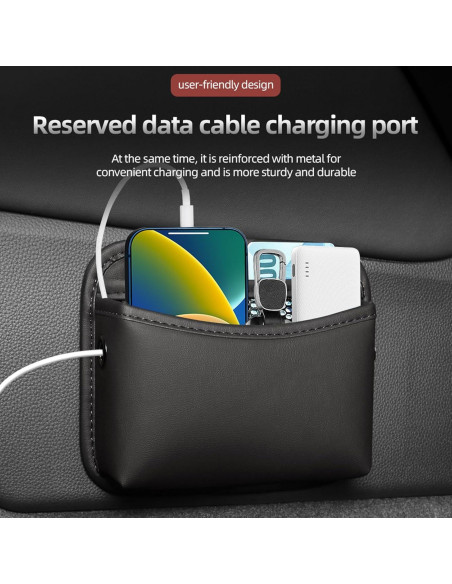Organizador de Auto SADYFON 2 PCS Cuero Negro Almacenamiento