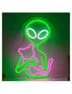 Luz de Neón LED Alienígena Gato OvoNinn 33.9x33.9 cm