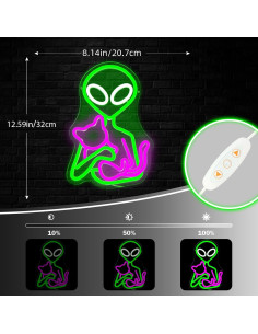 Luz de Neón LED Alienígena Gato OvoNinn 33.9x33.9 cm 2