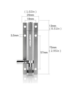 Cerradura Deslizante de Seguridad Enertai 7.49 cm Aluminio Níquel 2