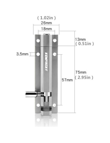 Cerradura Deslizante de Seguridad Enertai 7.49 cm Aluminio Níquel