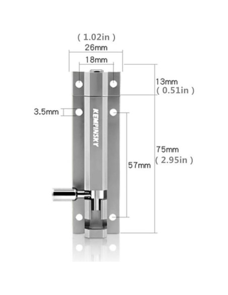 Cerradura Deslizante de Seguridad Enertai 7.49 cm Aluminio Níquel