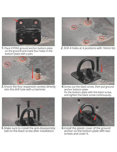 Anclaje de Suelo EYPINS de Acero Antirrobo para Motocicletas y Bicicletas