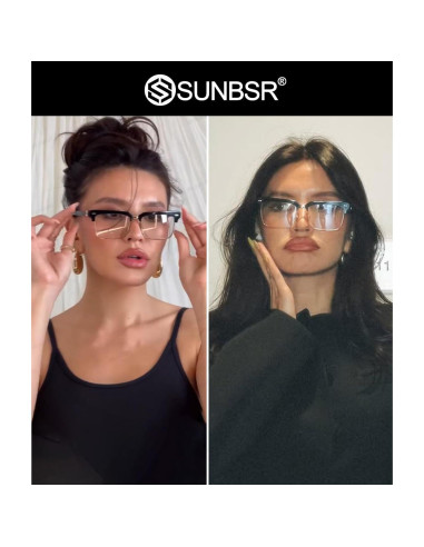 Gafas de Luz Azul SUNBSR para Mujeres y Hombres - Media Montura
