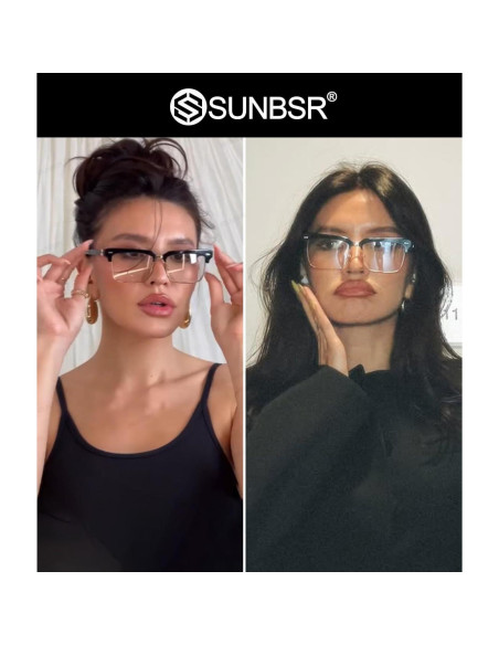 Gafas de Luz Azul SUNBSR para Mujeres y Hombres - Media Montura