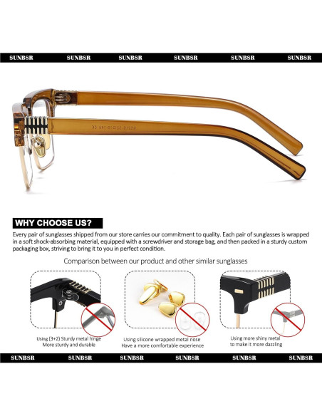 Gafas de Luz Azul SUNBSR para Mujeres y Hombres - Media Montura