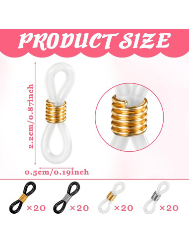 80 Conectores de Cadena para Gafas LXUEJIE Silicona Ajustables