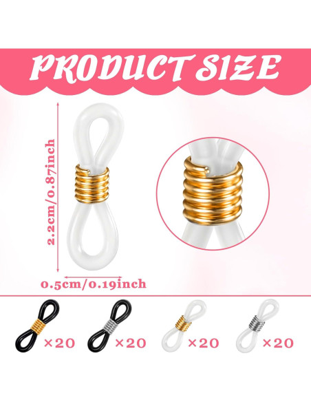 80 Conectores de Cadena para Gafas LXUEJIE Silicona Ajustables