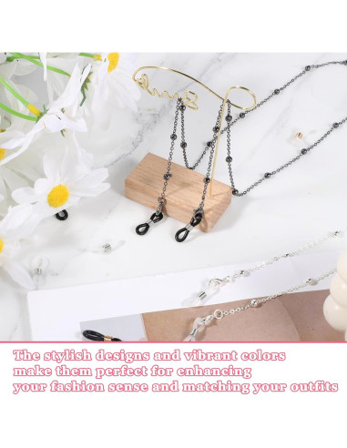 80 Conectores de Cadena para Gafas LXUEJIE Silicona Ajustables