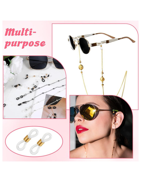 80 Conectores de Cadena para Gafas LXUEJIE Silicona Ajustables