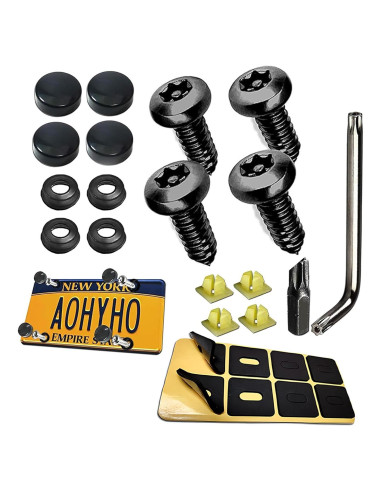 Kit de Tornillos de Montaje Antirrobo para Placas de Matrícula 4 PCS - Acero Inoxidable Negro