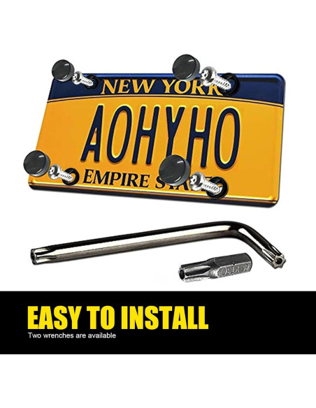 Kit de Tornillos de Montaje Antirrobo para Placas de Matrícula 4 PCS - Acero Inoxidable Negro