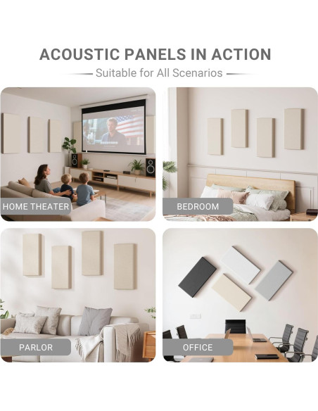 Paquete de 4 Paneles Acústicos Autoadhesivos 60.96x30.48 cm Beige Cocoa