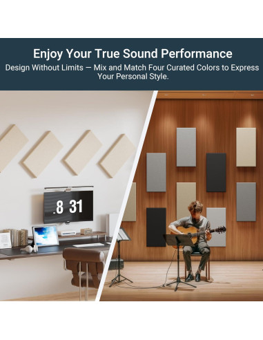 Paquete de 4 Paneles Acústicos Autoadhesivos 60.96x30.48 cm Beige Cocoa