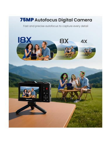 Cámara Digital IWOBAC WD08-5K 75MP 5K WiFi Zoom 18X