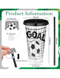 Set de 12 Vasos de Plástico para Fútbol Domensi 24oz 2