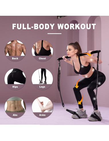 Kit de Barra de Pilates OSCILLATING SLIM con Bandas de Resistencia