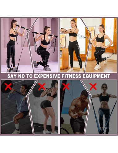 Kit de Barra de Pilates OSCILLATING SLIM con Bandas de Resistencia