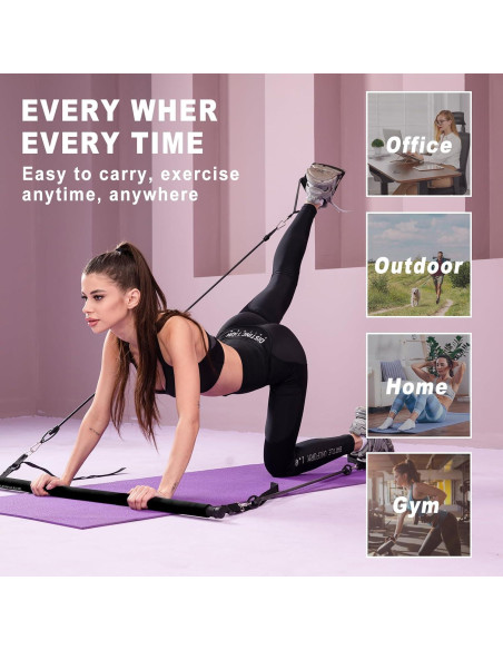 Kit de Barra de Pilates OSCILLATING SLIM con Bandas de Resistencia