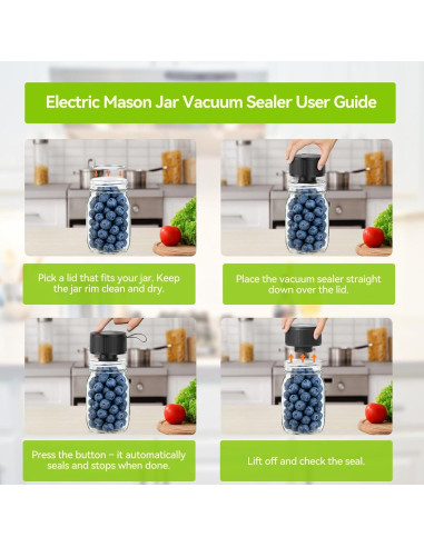 Kit de Sellador al Vacío Eléctrico para Frascos Mason - 3 en 1