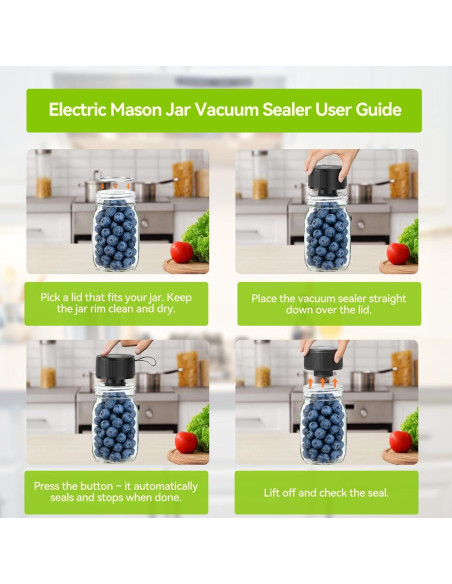 Kit de Sellador al Vacío Eléctrico para Frascos Mason - 3 en 1