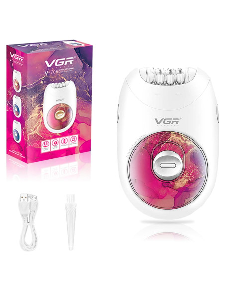Epilador Profesional VGR 706 Inalámbrico 18 Pinzas Rosa