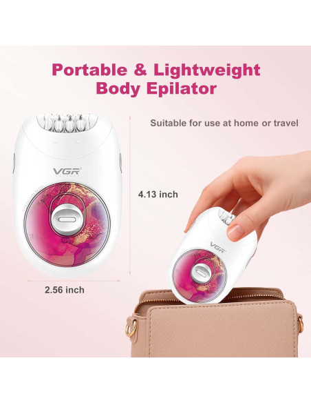 Epilador Profesional VGR 706 Inalámbrico 18 Pinzas Rosa
