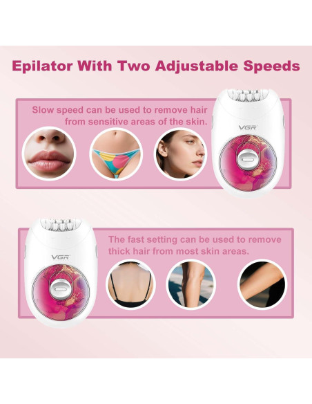 Epilador Profesional VGR 706 Inalámbrico 18 Pinzas Rosa