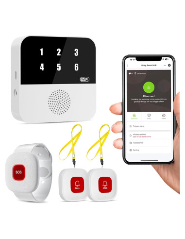 Sistema de Llamada Inteligente LORA CF106 - 1 Pulsera + 2 Botones