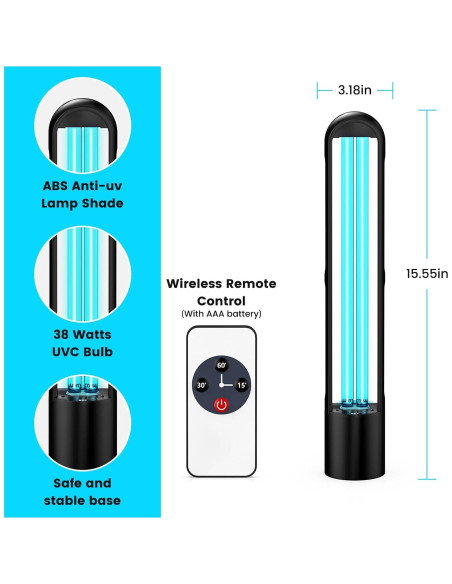 Lámpara UV Desinfectante ZETAWALE con Control Remoto 60 min