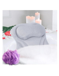 Almohada de Baño SelectSoma Gris con Malla 4D y Ventosas