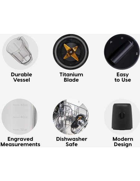 Licuadora IRIS USA 3 Velocidades 1.48L Acero Inoxidable Negra