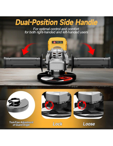 Amoladora Angular Inalámbrica Fledukten 20V 7000 RPM 4.5"
