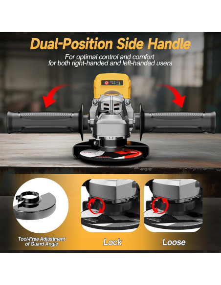 Amoladora Angular Inalámbrica Fledukten 20V 7000 RPM 4.5"