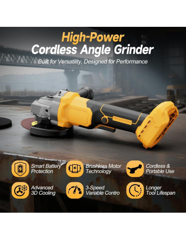 Amoladora Angular Inalámbrica Fledukten 20V 7000 RPM 4.5"