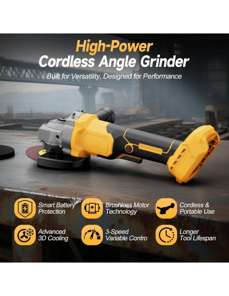 Amoladora Angular Inalámbrica Fledukten 20V 7000 RPM 4.5"