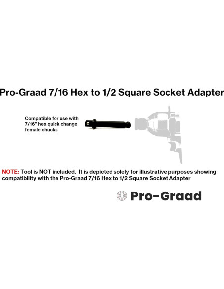 Adaptador Pro-Graad 7/16 Hex a 1/2 Cuadrado 8.89 cm