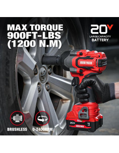 Llave de Impacto Inalámbrica Alloyman 20V 1200N.m 2 Baterías 2